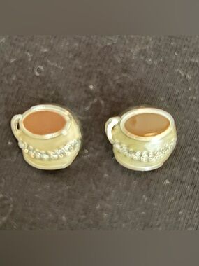 Cute Teacup Enamel Original Dots - Cream and Brown